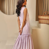 Lilac Striped Bow Midi