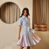 Lake and Lilac Striped Shirt Dress