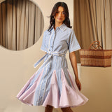Lake and Lilac Striped Shirt Dress
