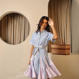 Lake and Lilac Striped Shirt Dress