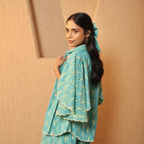 Teal Wash Scalloped Shirt