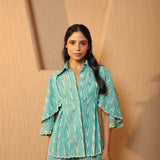Teal Wash Scalloped Shirt