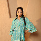 Teal Wash Scalloped Shirt