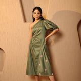 Olive Flora One Shoulder Midi