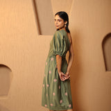 Olive Flora One Shoulder Midi