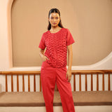 Crimson Smocked Shirt