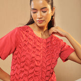 Crimson Smocked Shirt