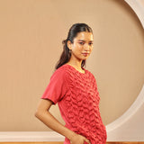 Crimson Smocked Shirt