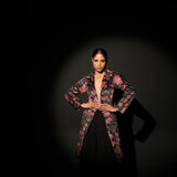 Midnight Bloom Belted Coat