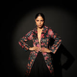 Midnight Bloom Belted Coat