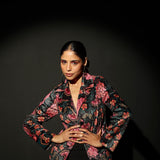 Midnight Bloom Belted Coat