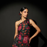 Midnight Bloom One Shoulder Midi