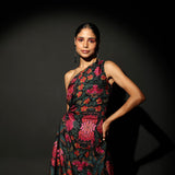 Midnight Bloom One Shoulder Midi