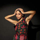 Midnight Bloom One Shoulder Midi