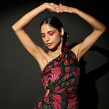 Midnight Bloom One Shoulder Midi