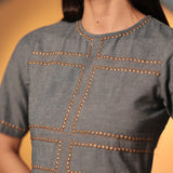 Denim Bias Studded Midi