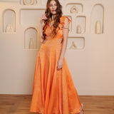 Tangerine Ruffle Midi Dress