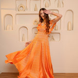 Tangerine Ruffle Midi Dress