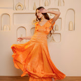 Tangerine Ruffle Midi Dress