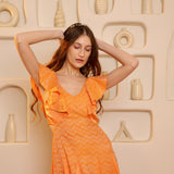 Tangerine Ruffle Midi Dress