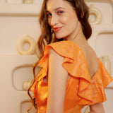 Tangerine Ruffle Midi Dress
