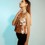 Copper Metallic Petal Drop Halter