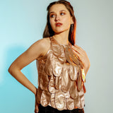 Copper Metallic Petal Drop Halter