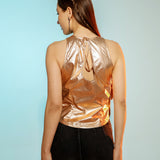 Copper Metallic Petal Drop Halter