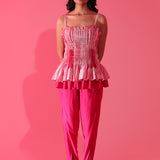 Fuchsia Ripple Peplum Co-ord