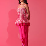 Fuchsia Ripple Peplum Co-ord