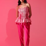 Fuchsia Ripple Peplum Co-ord