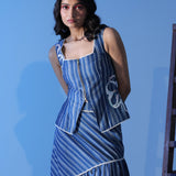 Blue Summer Stripe Skirt