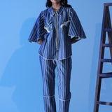 Winged Embroidered Cinched Top