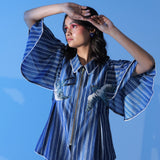 Winged Embroidered Cinched Top