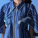 Winged Embroidered Cinched Top