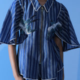 Winged Embroidered Cinched Top