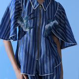 Winged Embroidered Cinched Top