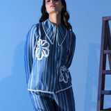 Blue Bloom Stripe Top