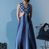 Blue Weave Bodice Dress