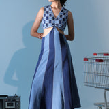 Blue Weave Bodice Dress