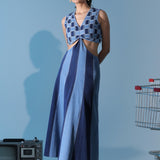 Blue Weave Bodice Dress