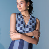 Blue Weave Bodice Dress