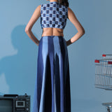 Blue Weave Bodice Dress