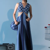 Blue Weave Bodice Dress