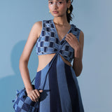 Blue Weave Bodice Dress