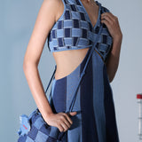 Blue Weave Bodice Dress