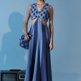 Blue Weave Bodice Dress