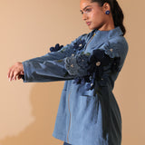 Denim Fleur Appliqué Jacket