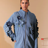 Denim Fleur Appliqué Jacket