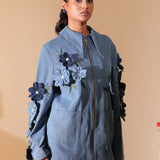 Denim Fleur Appliqué Jacket